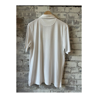 Men's white cotton jersey polo shirt by Hartford Men's, featuring a classic collar and short sleeves.