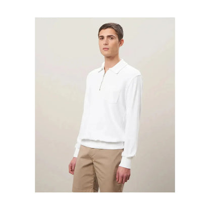 Men's white Terry Zip Sweatshirt by Hartford Men's, featuring a cozy fleece texture and front zipper detail.