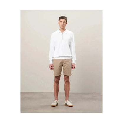 Men's white Terry Zip Sweatshirt by Hartford Men's, showing the cozy fabric and front zipper detail.