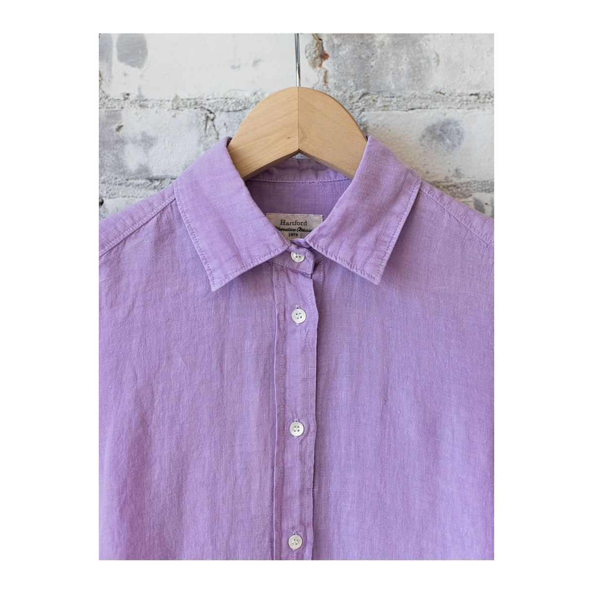 Women's Coraz Linen Shirt in Lilac by Hartford Women's, button-up style with a relaxed fit and soft linen fabric.