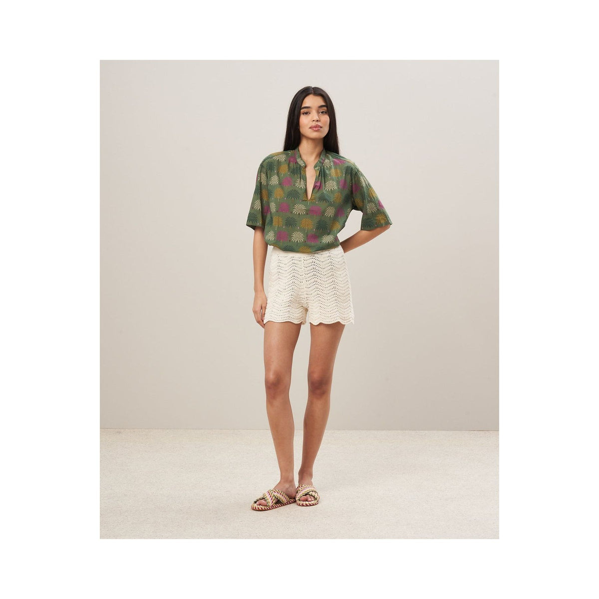 Hartford Women's Marli Crochet Knit Short in ecru, lightweight and stylish for casual summer wear.