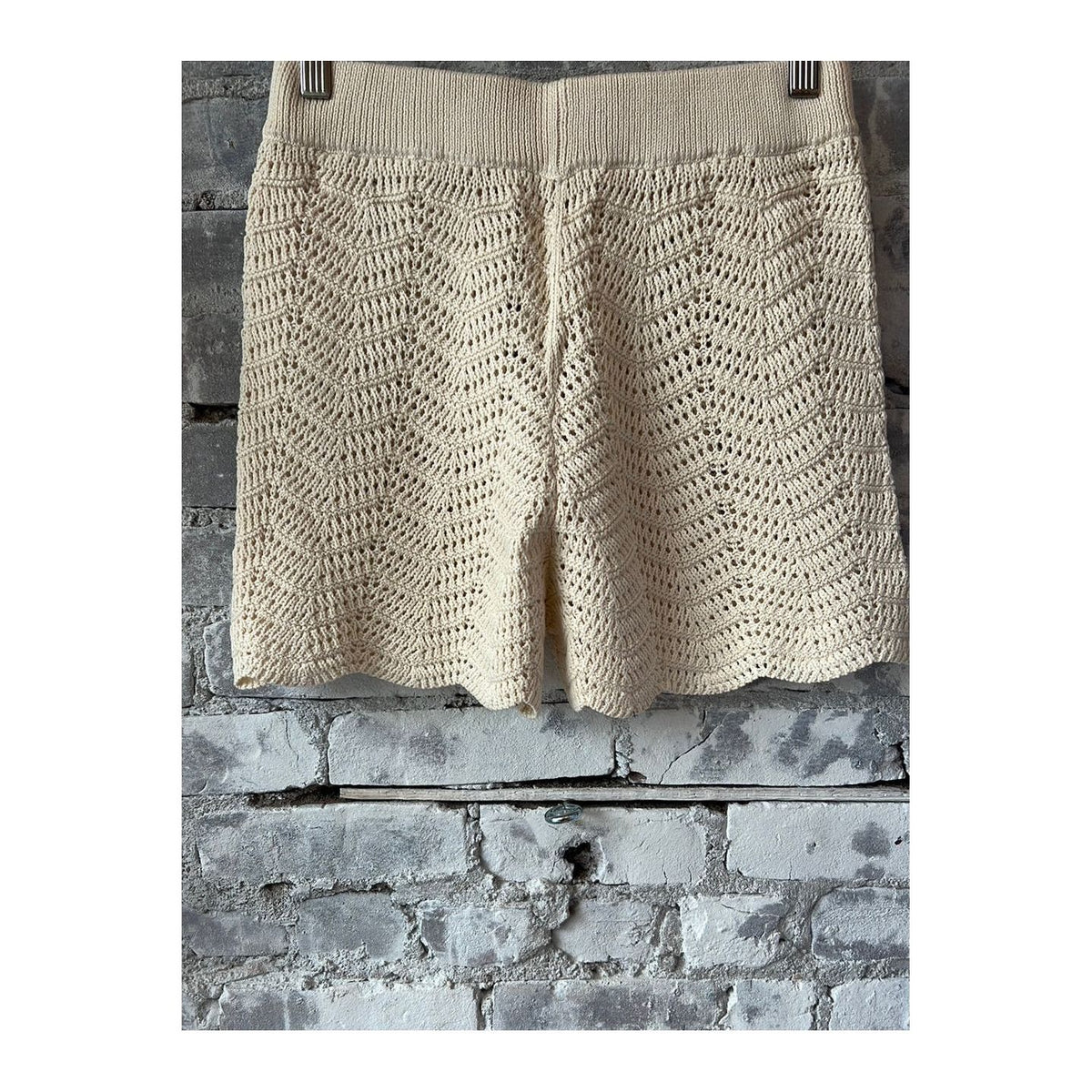 Women's Marli Crochet Knit Short in ecru by Hartford Women's, featuring a textured crochet knit design and a relaxed fit.