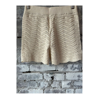 Women's Marli Crochet Knit Short in ecru by Hartford Women's, featuring a textured crochet knit design and a relaxed fit.