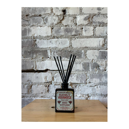 Hawai'i Volcanoes National Park reed diffuser by Good & Well Supply Co. with decorative glass bottle and natural fragrance reeds.