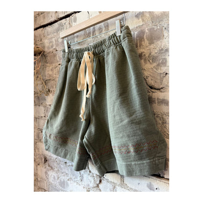 Men's heavyweight gym class shorts in pond green by MONOSTERO, featuring a comfortable fit and durable fabric for active wear.