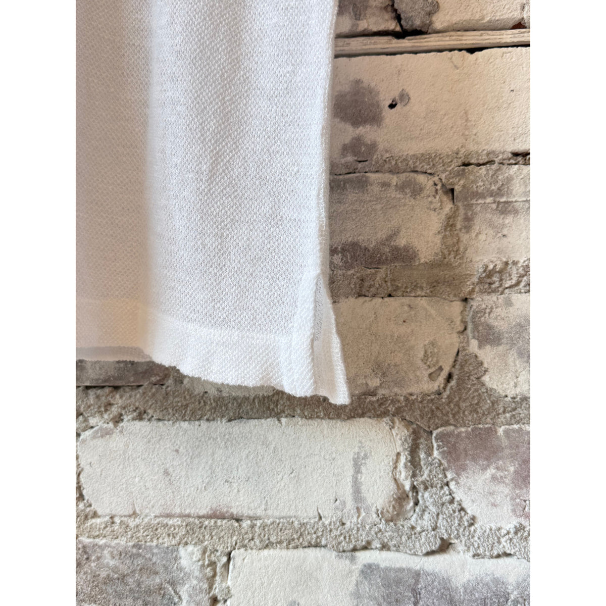 White women's Hemp Pique SS Crew shirt by V::ROOM, showcasing the short-sleeve crewneck design and textured fabric.