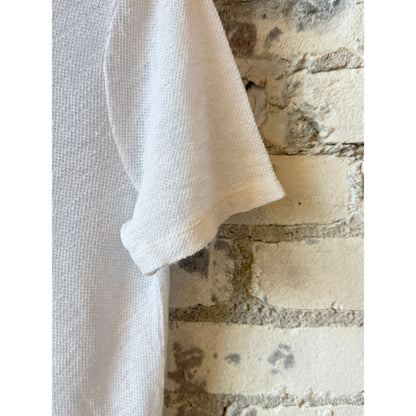 Women's white hemp pique crew neck t-shirt by V::ROOM, showcasing a casual, comfortable fit and textured fabric.