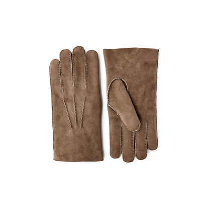Men's Hestra Bernard Glove in brown leather with soft lining and detailed stitching.