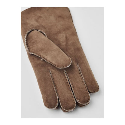 Men's Hestra Bernard brown glove with soft leather exterior and detailed stitching, designed for comfort and style.