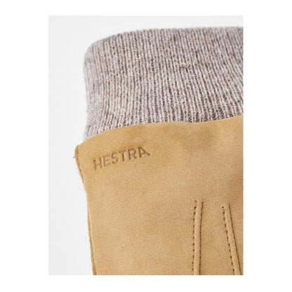 Men's Hestra Geoffrey Camel Glove featuring soft leather exterior and warm lining for comfortable winter wear.