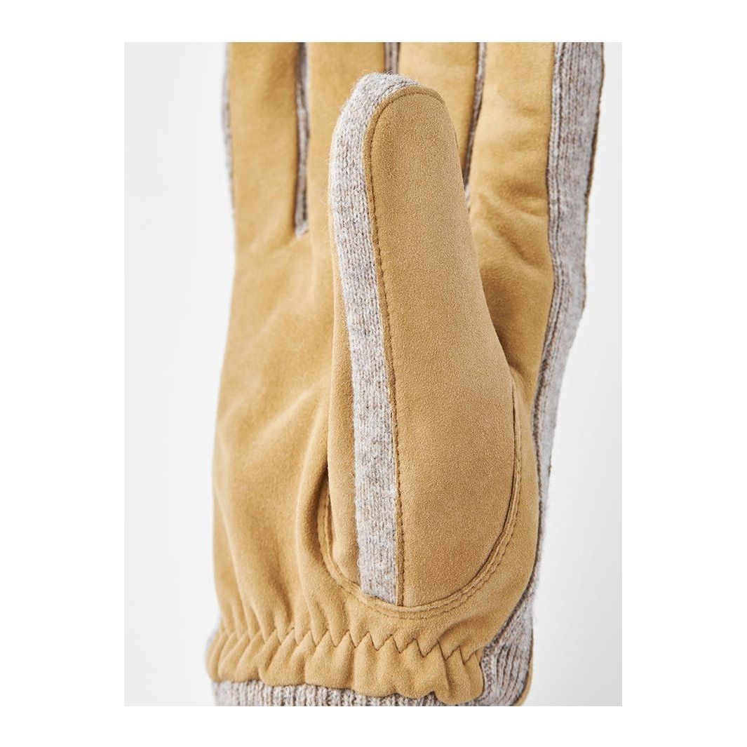 Men's Hestra Geoffrey Glove in camel leather, featuring a soft, stylish design with detailed stitching and a snug fit.