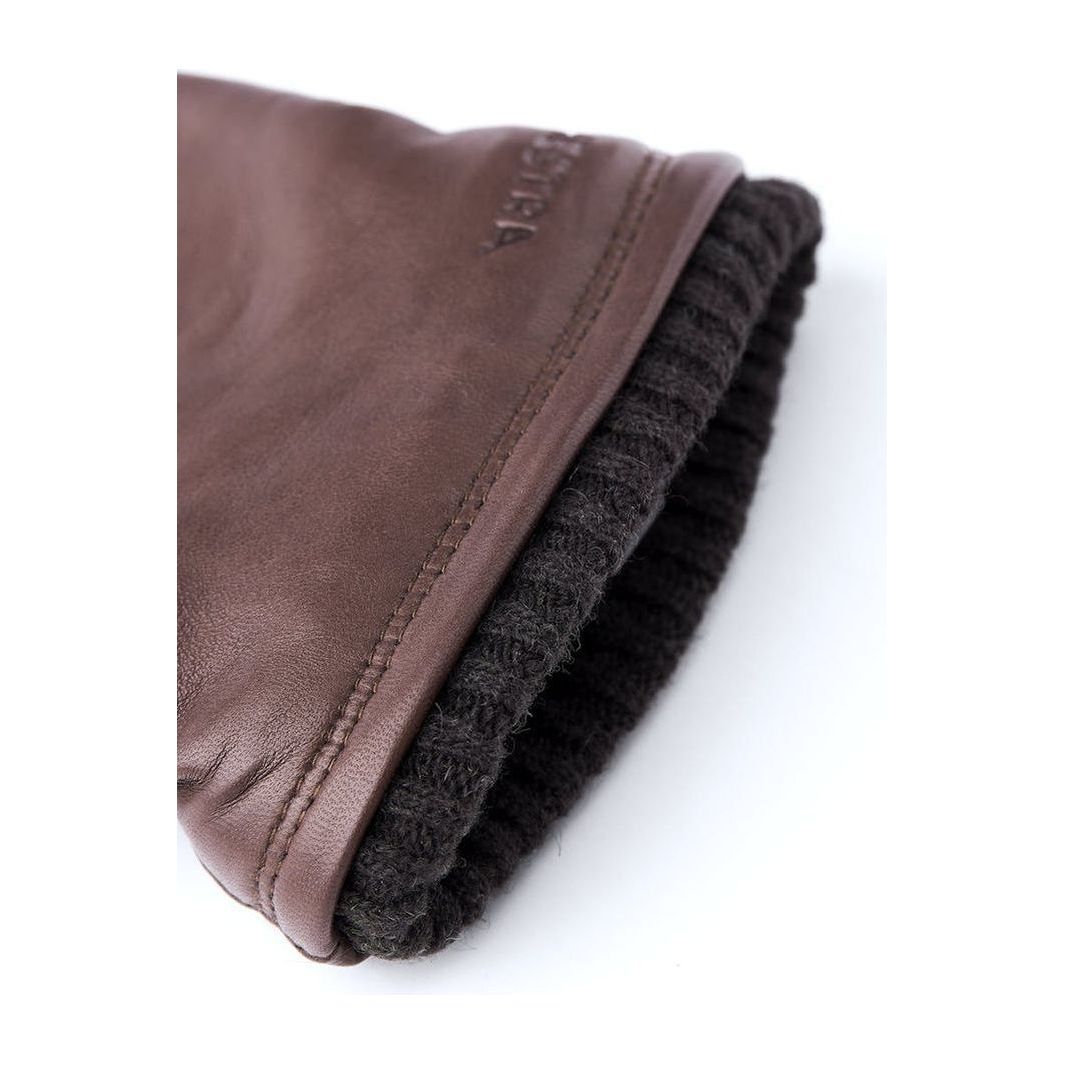 Men's Hestra John Glove in brown, stylish and warm leather glove with detailed stitching and a classic design.
