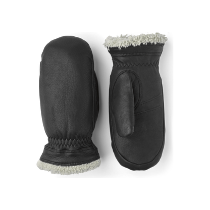 Women's Hestra Boda Mitt in black, insulated winter mitten with a smooth exterior and cozy lining for cold weather.