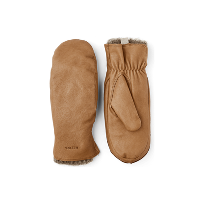 Women's Hestra Tiril Mitt made of cork, showing the warm, insulated interior and stylish exterior design.