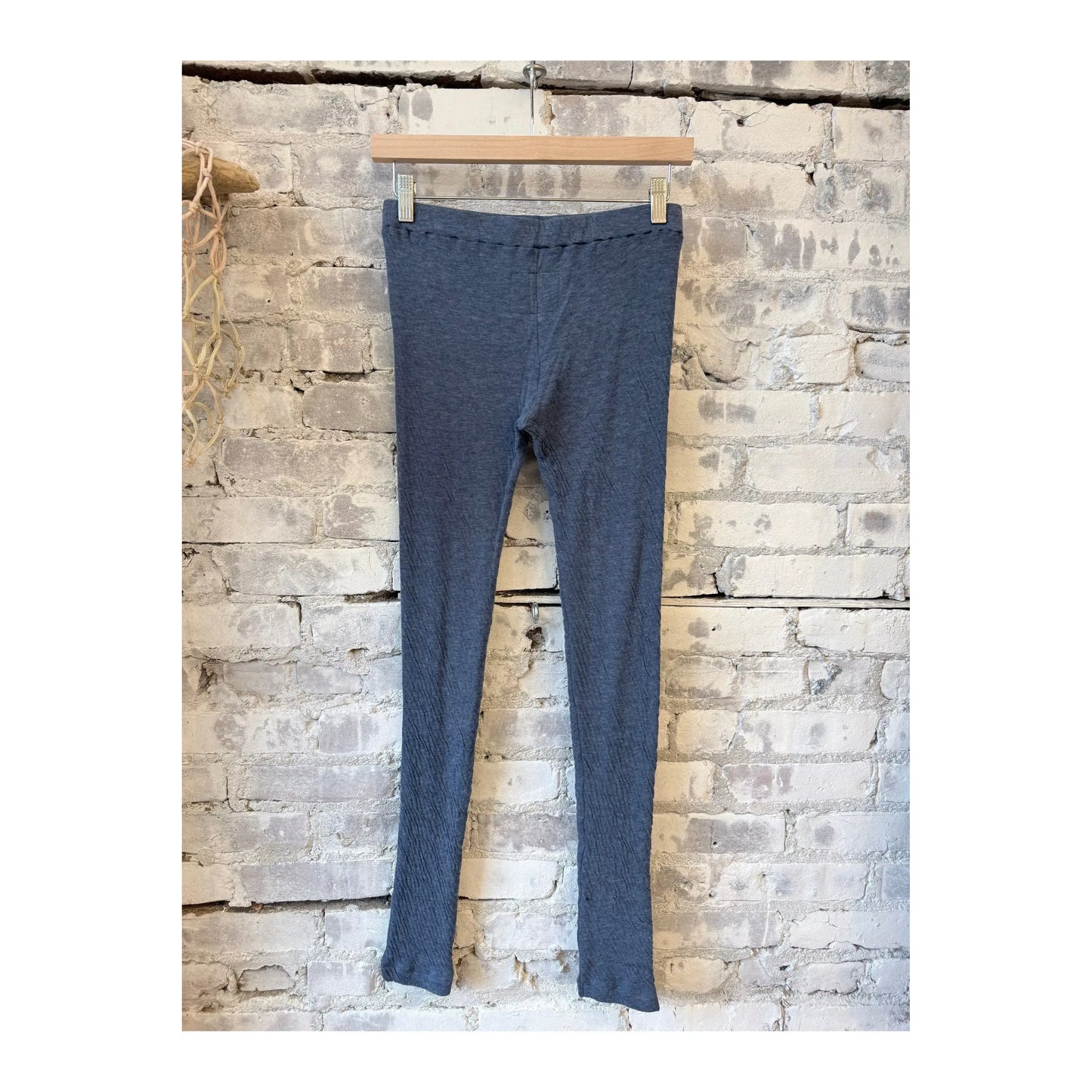 Women's Hi-Soft Double Face Navy Leggings by V::Room, showing the comfortable, stretchy fabric and high-waisted design.