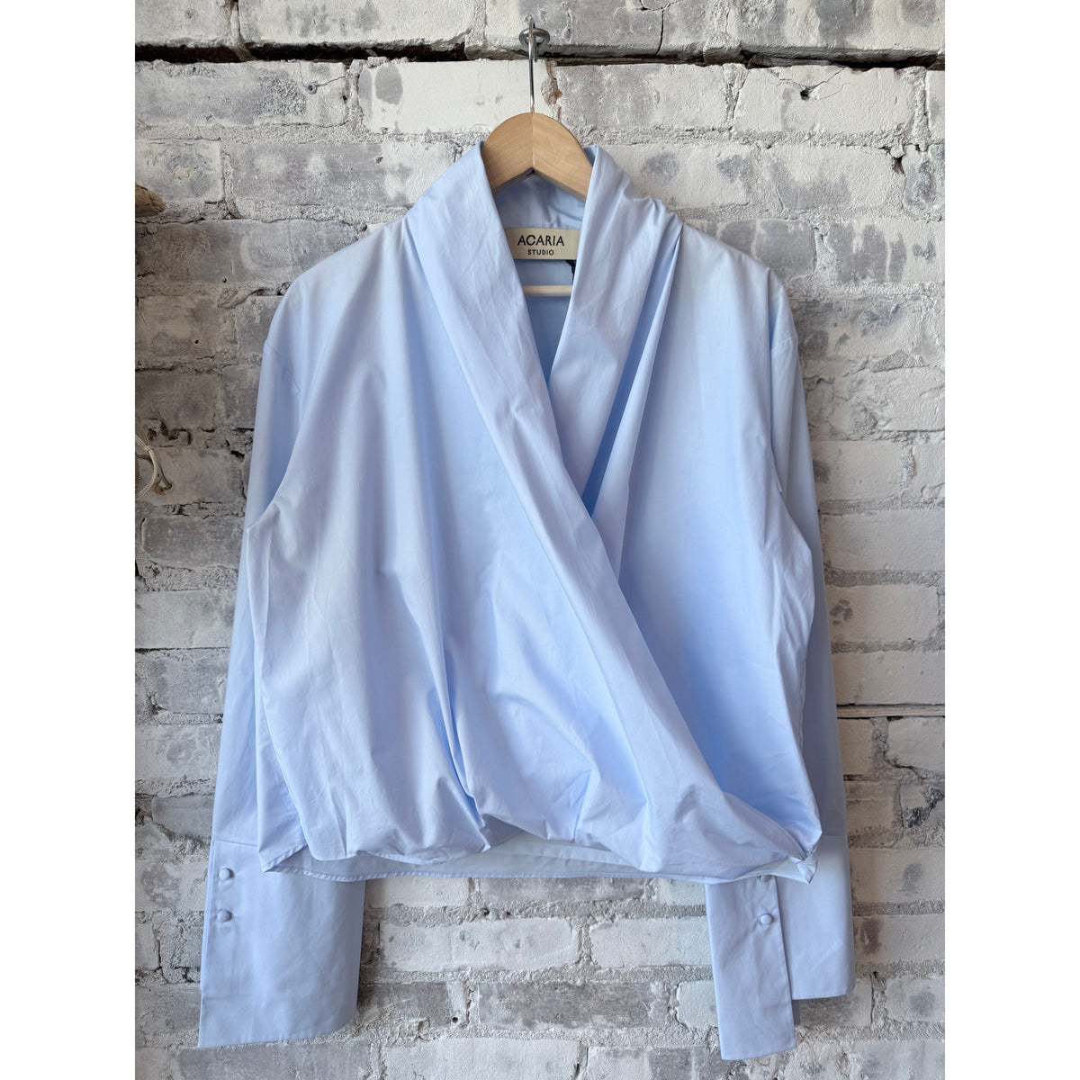 Women's historical top in French blue by ACARIA STUDIO, featuring a stylish vintage-inspired design and elegant details.