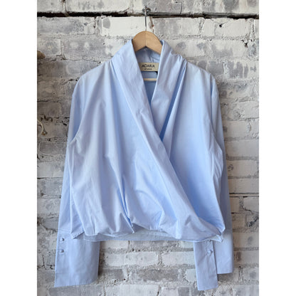 Women's historical top in French blue by ACARIA STUDIO, featuring a stylish vintage-inspired design and elegant details.