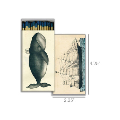 HomArt whale and clipper ship matches in a decorative holder, perfect as a nautical-themed home accessory.