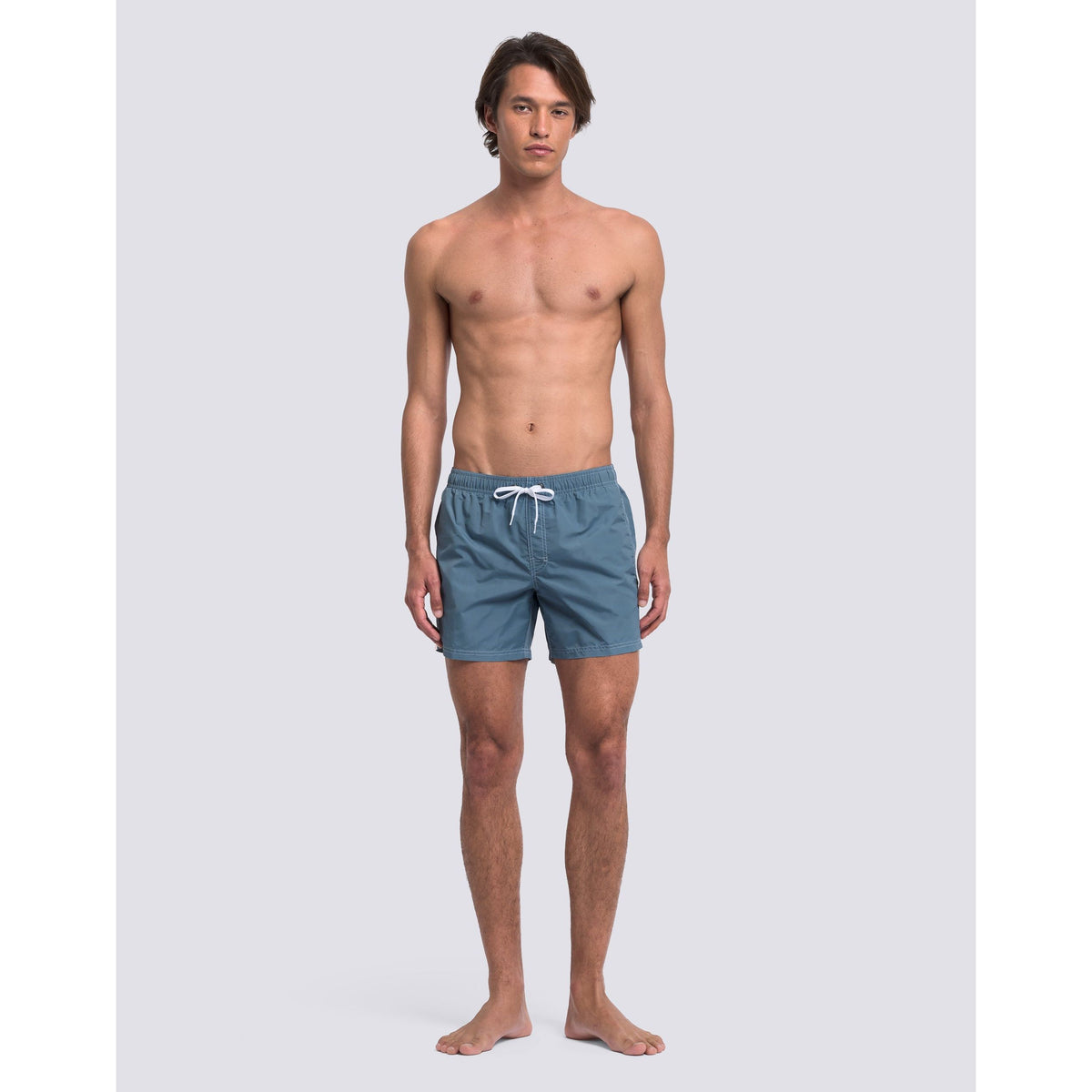 Men's Sundek Iconic Taffeta Elastic Waist Boardshort in aviation blue, featuring a comfortable elastic waistband and stylish design.