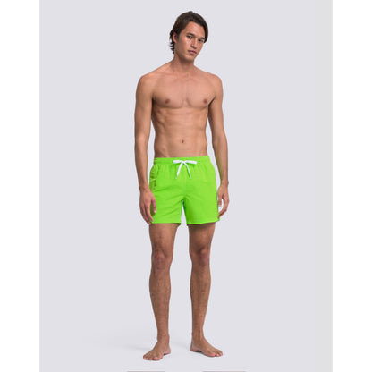 Men's Sundek Iconic Taffeta Elastic Waist Boardshort in Fluo Green, showcasing the vibrant swimwear with a comfortable elastic waistband.