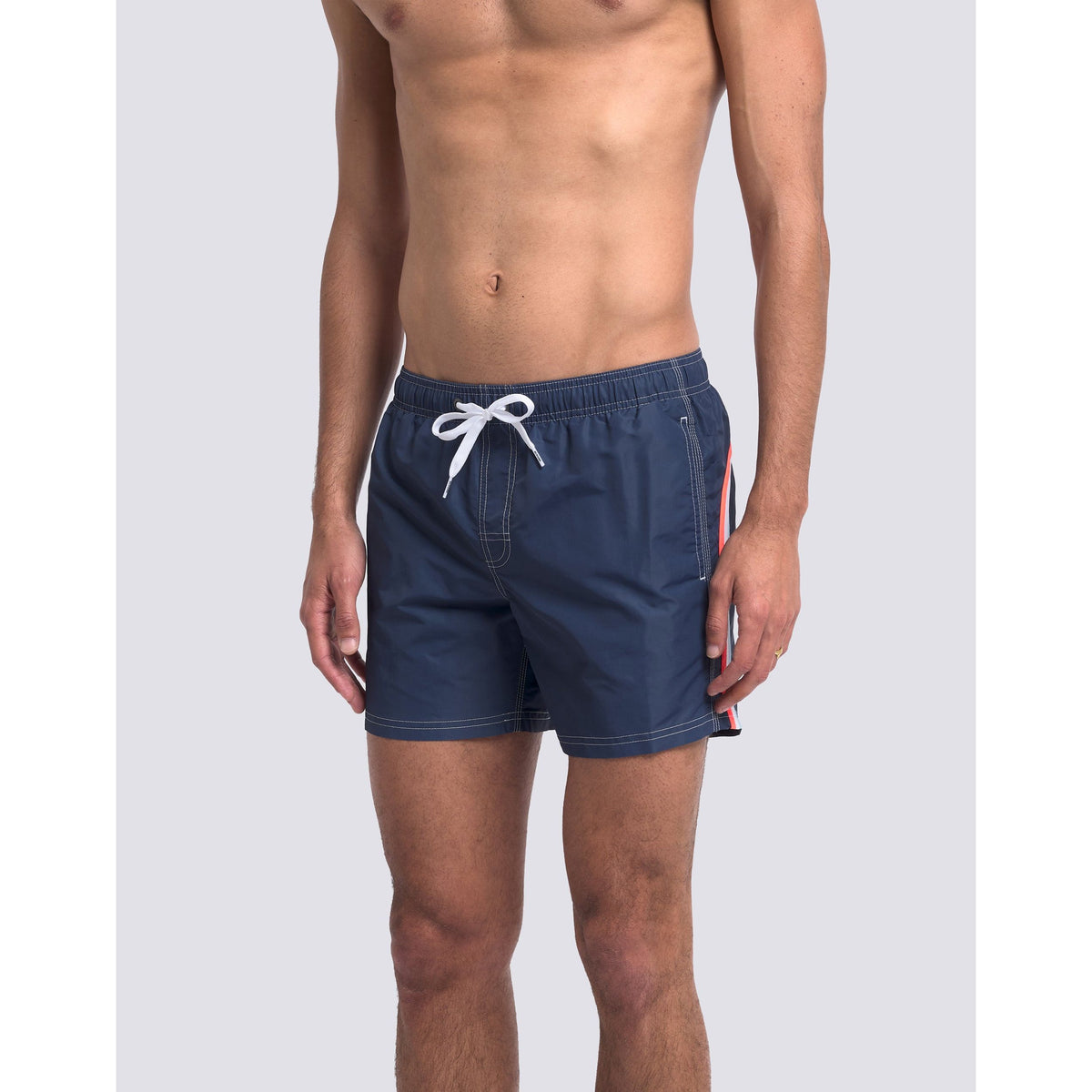 Men's navy Iconic Taffeta Elastic Waist Boardshort by Sundek, showing a stylish swimwear design with a comfortable fit.
