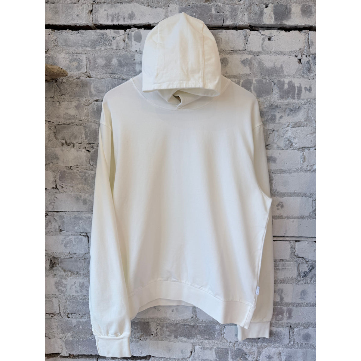 Men's white IF Hood from 04651/ brand, featuring a comfortable hooded sweatshirt with a clean, minimalist design.