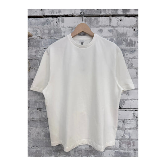 Men's ivory IF Tee by 04651/ featuring a classic crewneck design and soft cotton fabric.
