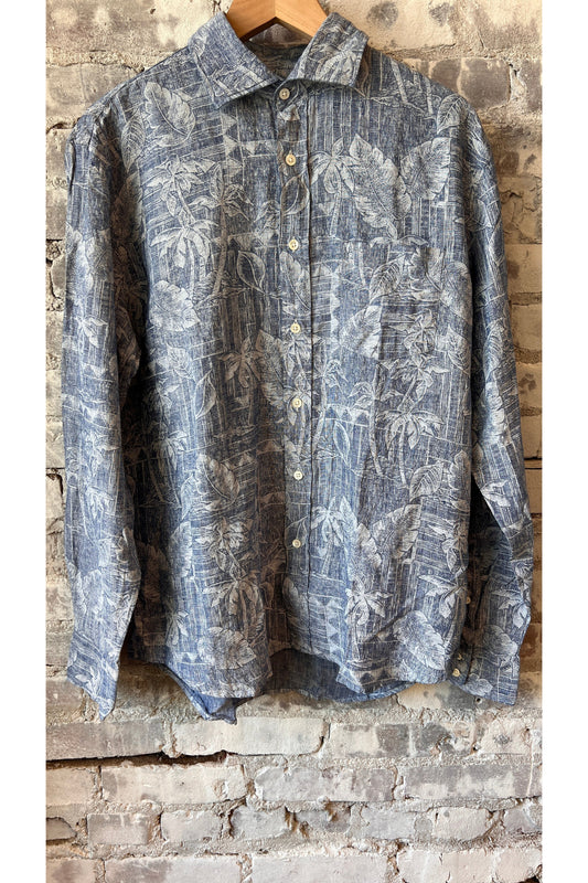 Paul Woven Shirt - Blue/White Palm Multi - DUNE + SALT