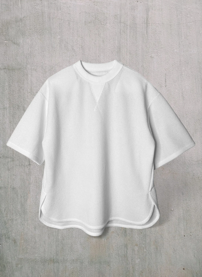 SS Cotton Mesh Crew Tee - White - DUNE + SALT