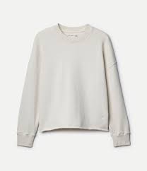 Retro Fleece Sweatshirt With Open Edge On Hem - Cashew - DUNE + SALT