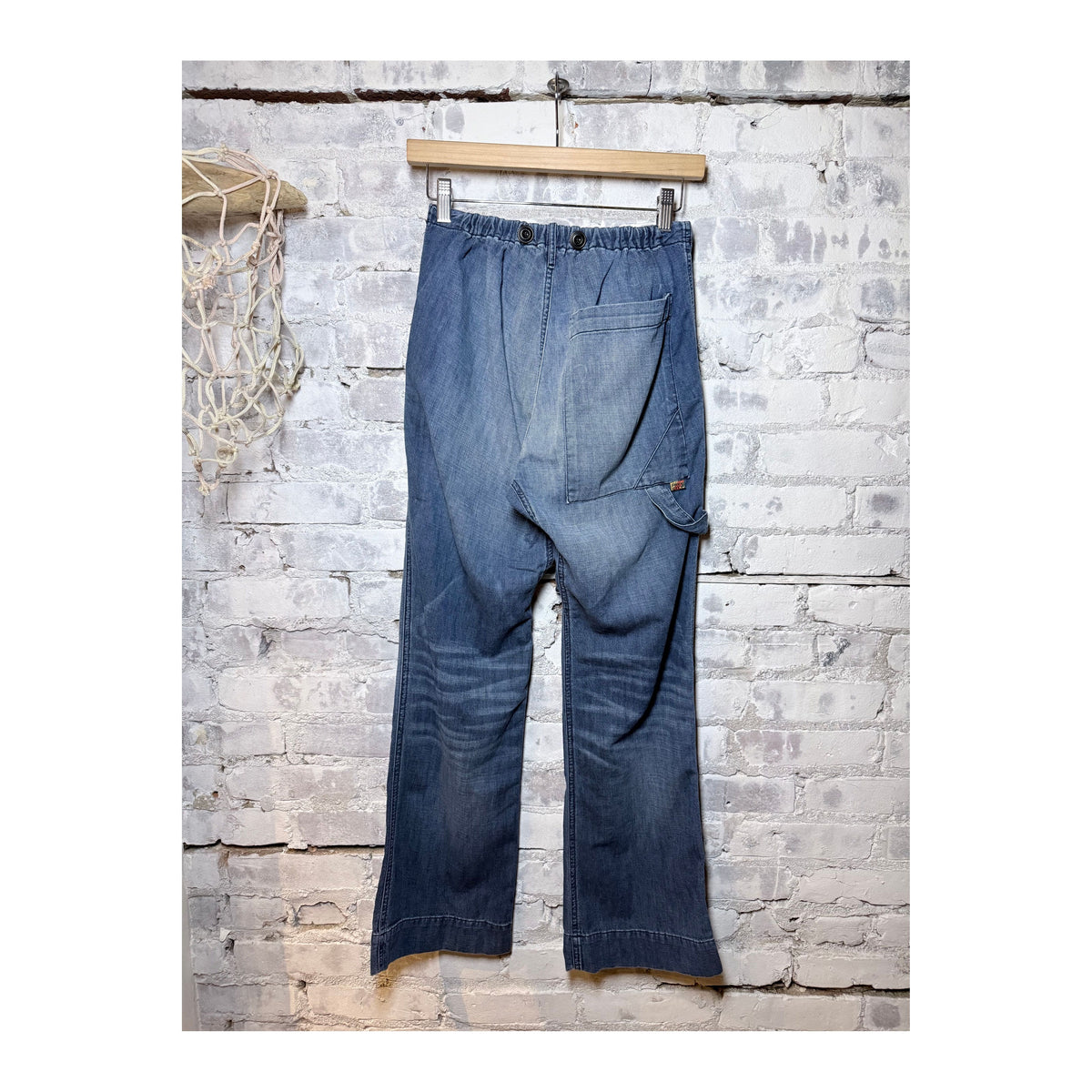 Women's Indigo French Sailors Pant by Freecity, showcasing classic high-waisted navy blue trousers with a relaxed fit.