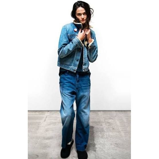 Women's Freecity Indigo French/Sailors Pant in classic indigo fabric, showing relaxed fit and wide-leg style.