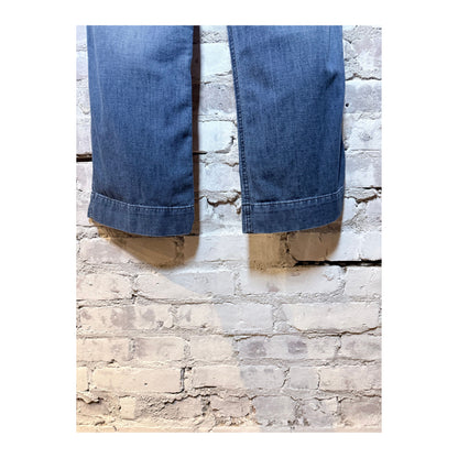 Women’s Freecity Indigo French/Sailors Pant in vibrant indigo fabric, featuring a relaxed fit and classic sailor-style design.