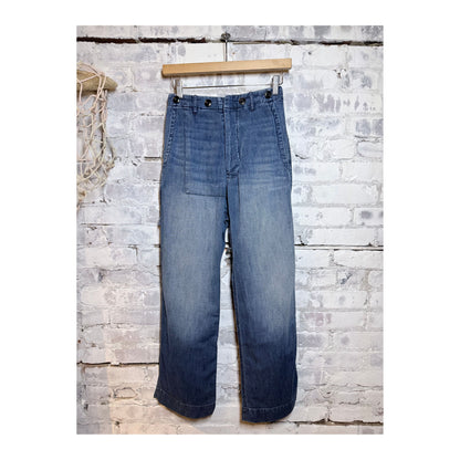 Women's Indigo French/Sailors Pant by Freecity, featuring a relaxed fit and classic sailor-inspired design in indigo fabric.