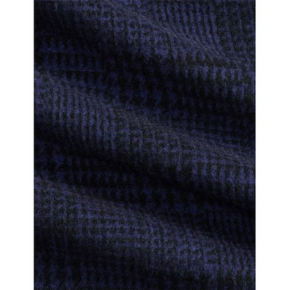 Men's Ralph Lauren Jacquard Knit Flannel Sport Shirt in dark cobalt and polo black, featuring a detailed knit pattern and classic fit.