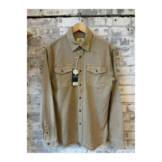 Men's Jeb long-sleeve shirt by Surfside Supply in chinchilla with two chest pockets, garment-dyed for a soft, casual look.