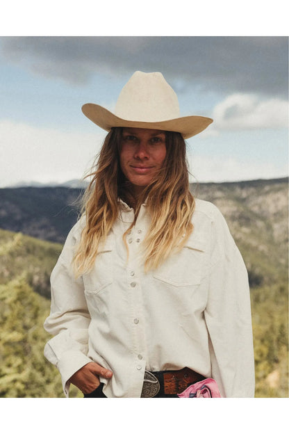 Women's Wild Velvet Shirt - White - DUNE + SALT