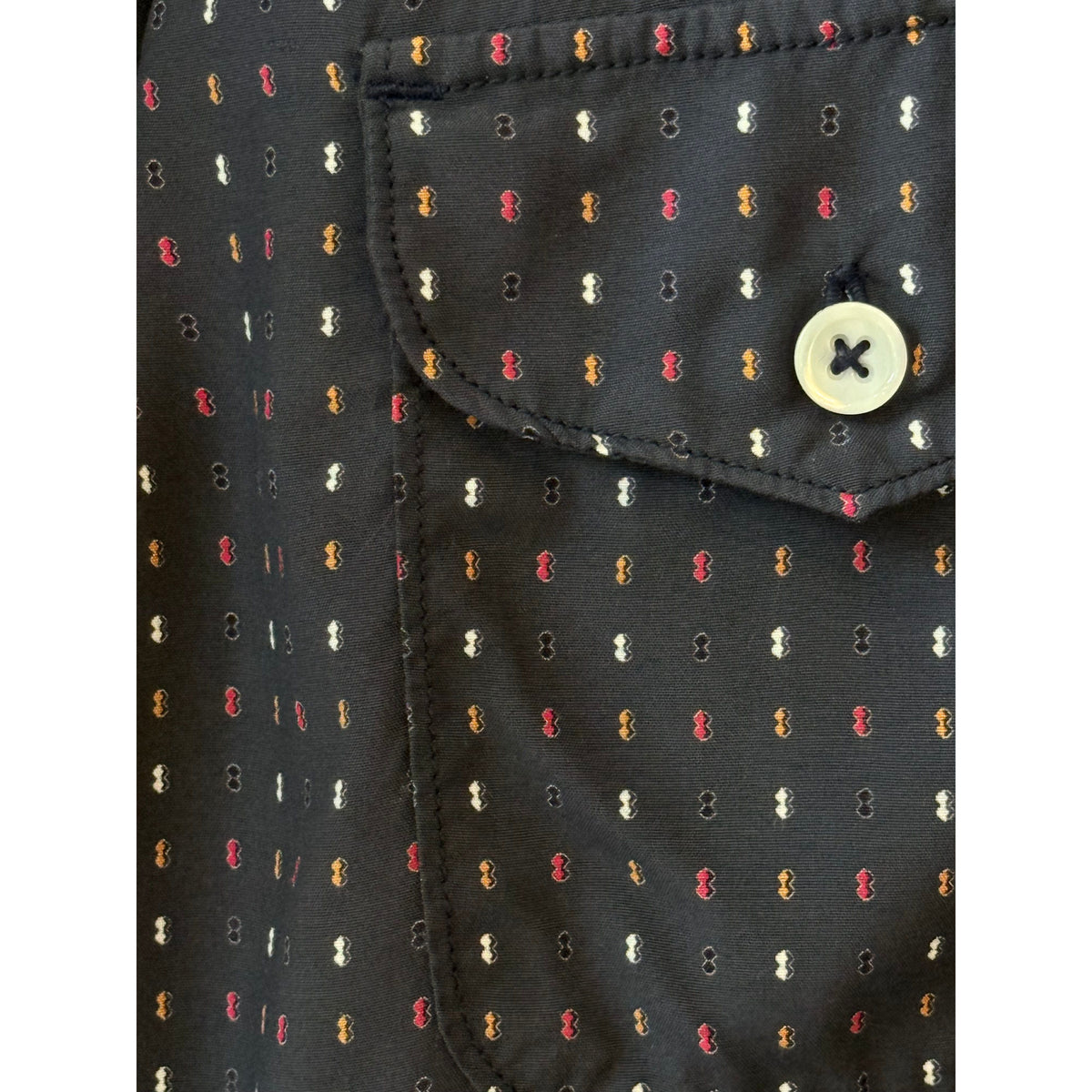 Men's navy Jove 50's shirt by Freenote Cloth, featuring classic 1950s-inspired style and vintage-inspired details.
