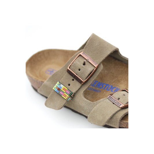 Julie Rofman JRS Galapagos beaded shoe loop jewelry with colorful beads and intricate design for decorative footwear embellishment.
