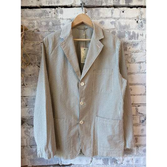 Men's Jules Woven Jacket by Hartford Men's in blue and cream, featuring a stylish woven design and tailored fit.