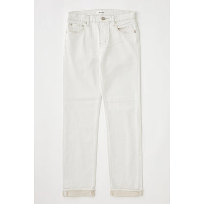 Women's Moussy Keane Slim Straight Jean in white, showing the fitted denim style with classic five-pocket design.
