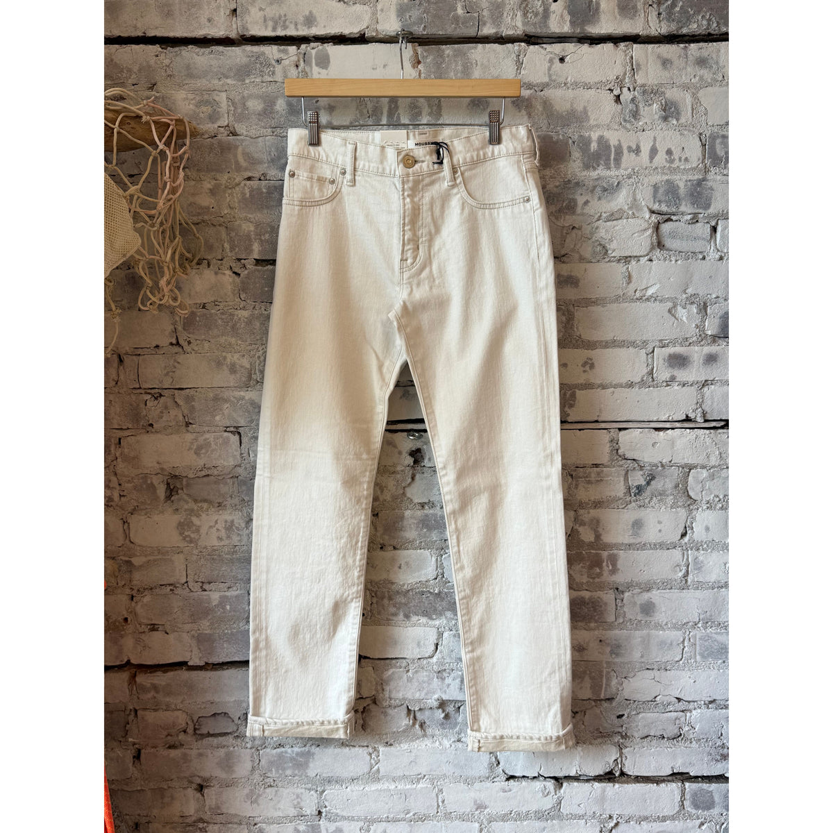 Women's Moussy Keane Slim Straight Jeans in white, showing fit and clean denim style on model.