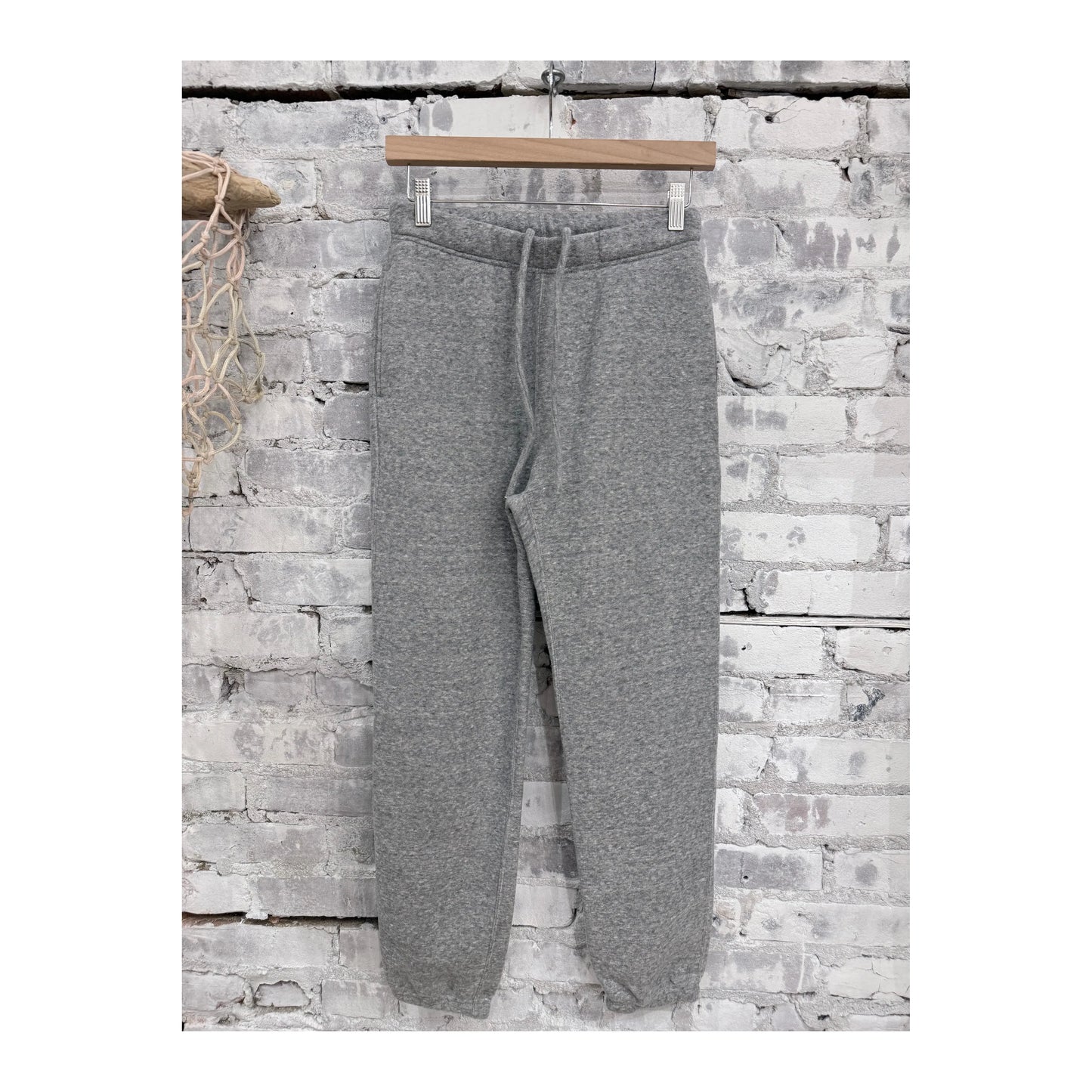 Men's V::Room Heather Charcoal cotton Tencel brushed fleece sweatpants, relaxed fit, soft fabric, front pockets, casual loungewear style