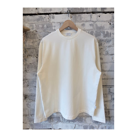 Men's ivory long-sleeve IF Tee by 04651, featuring a classic fit and soft cotton fabric, displayed on a neutral background.