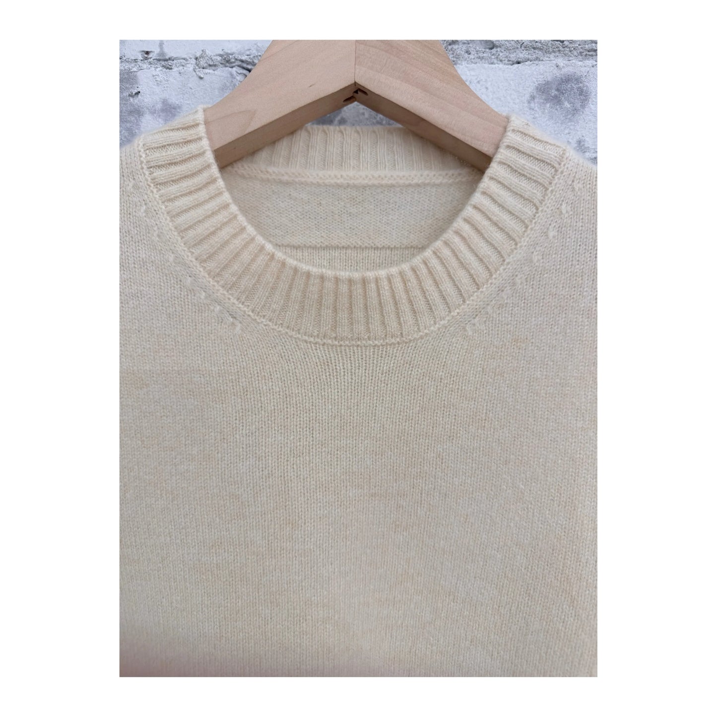 Women's V::Room L/S Merino Jersey Knit Crew in natural color, showcasing the soft, long-sleeve merino wool top.