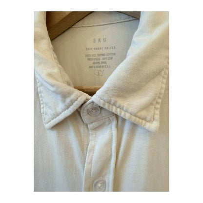 Men’s long-sleeve Supima Jersey Easy Shirt by Save Khaki United in ash color, featuring a relaxed fit and soft fabric.