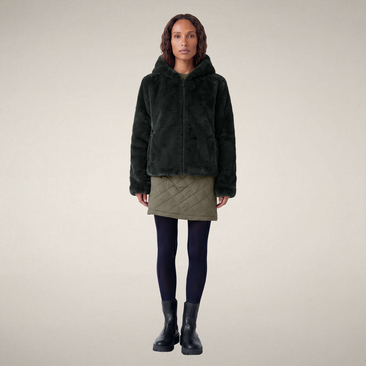 Laila Reversible Hooded Jacket - Nori Green