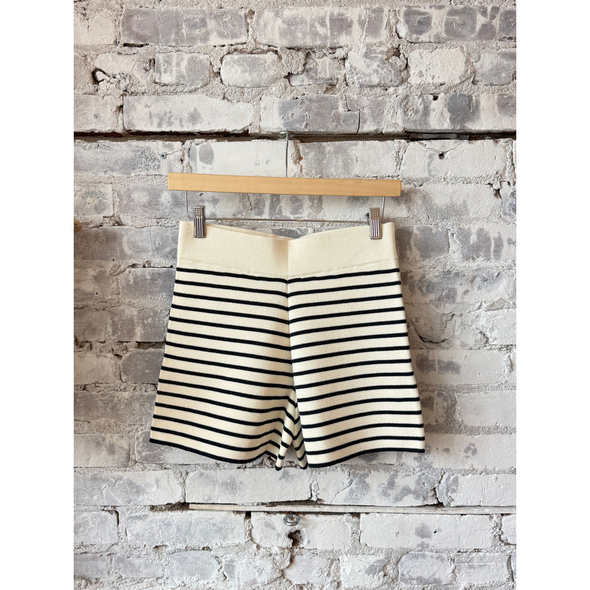 Women's ELEVEN SIX Lea Stripe Short in Ivory and Navy, featuring a stylish striped design and comfortable fit.