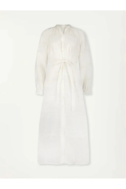 Makeda Button Up Dress - Abira White - DUNE + SALT