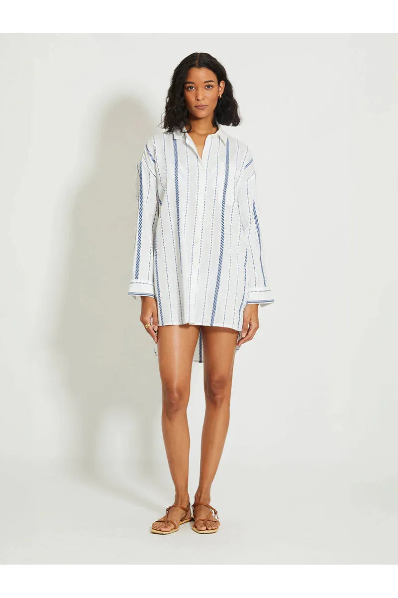 Mariam Shirt Dress - Tiki Azure - DUNE + SALT